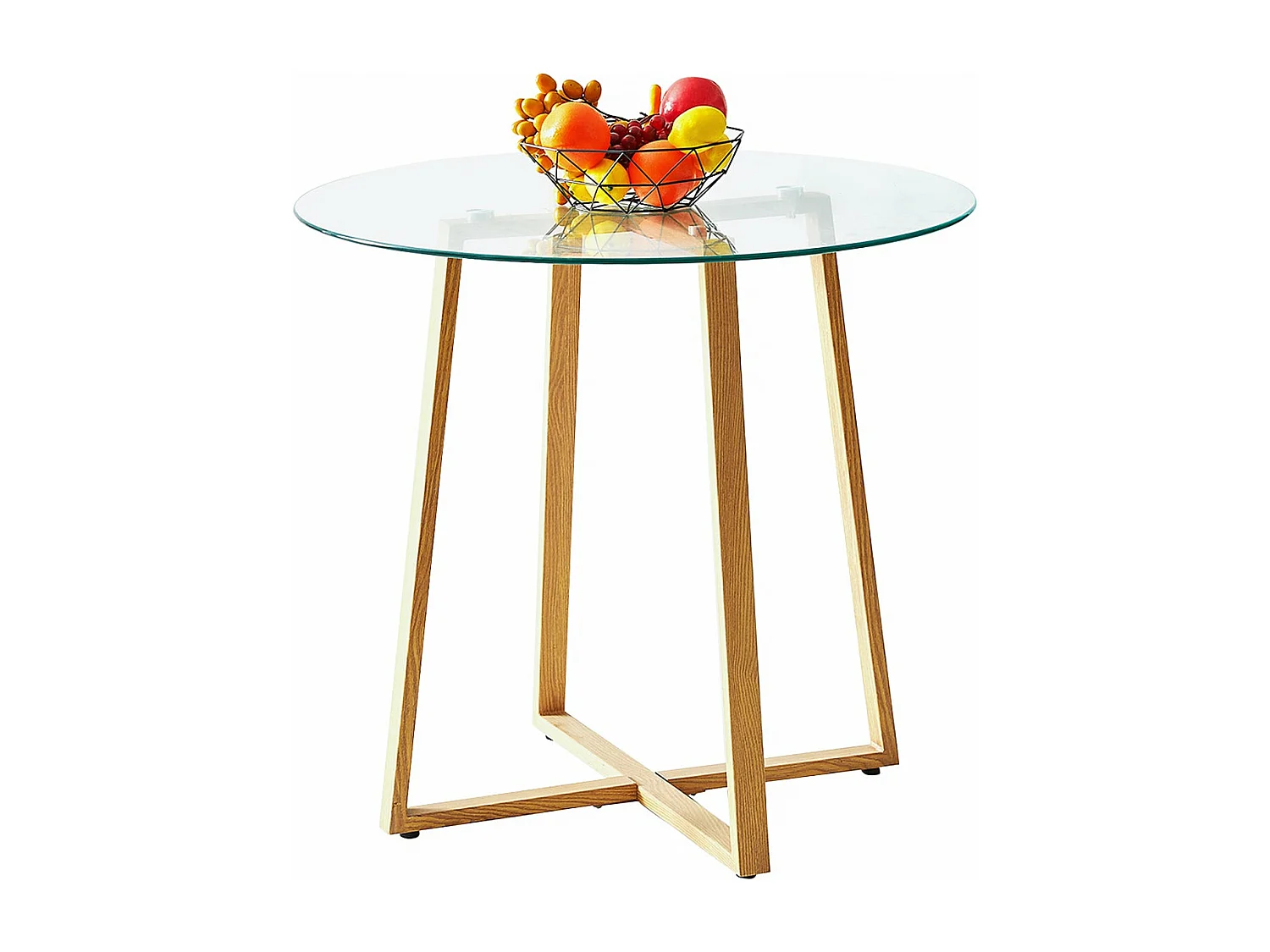 Table à Manger Ronde en Verre avec Pieds en Métal - 80 x 80 x 75 cm - Transparente