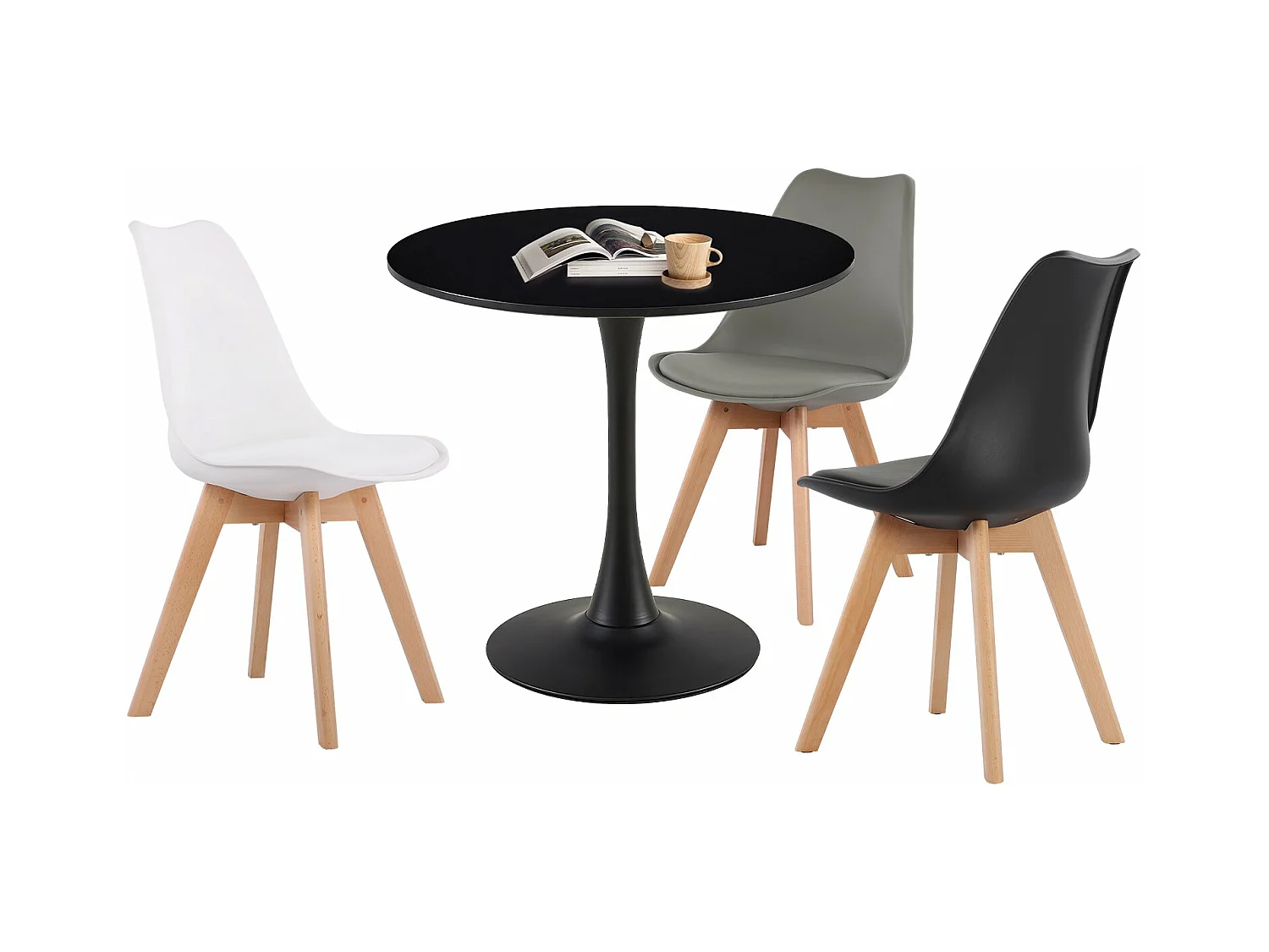 Table à manger à tréteaux avec 70cm - Noir