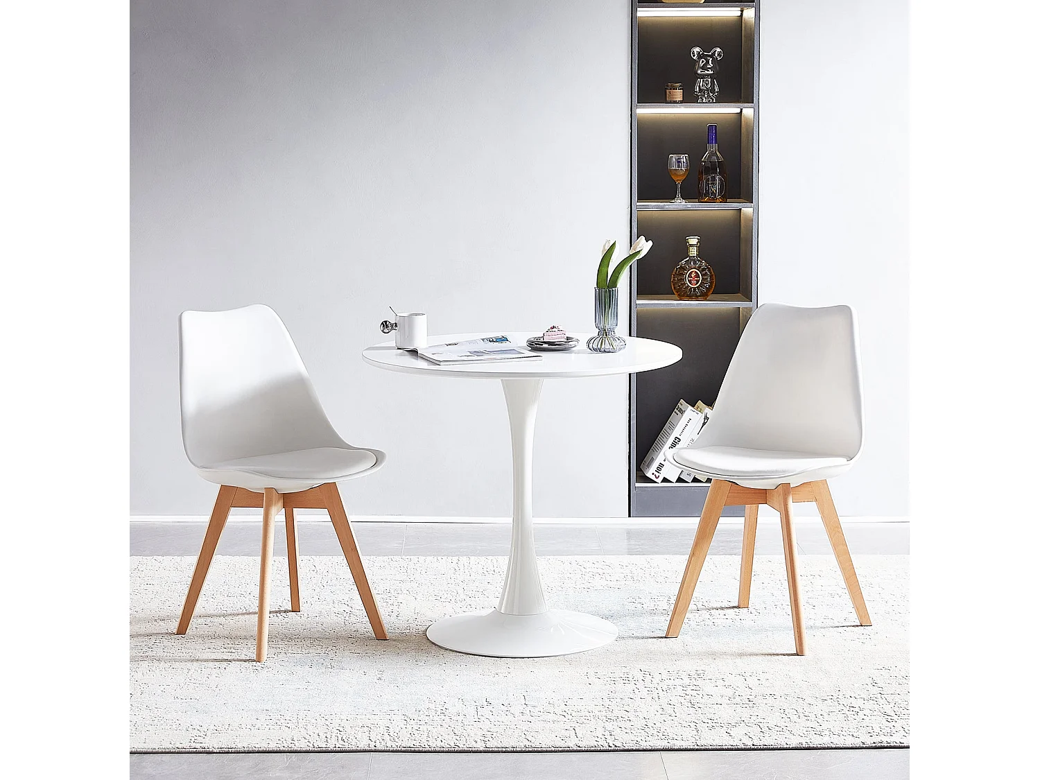 Table à manger à tréteaux avec 70cm - Blanc