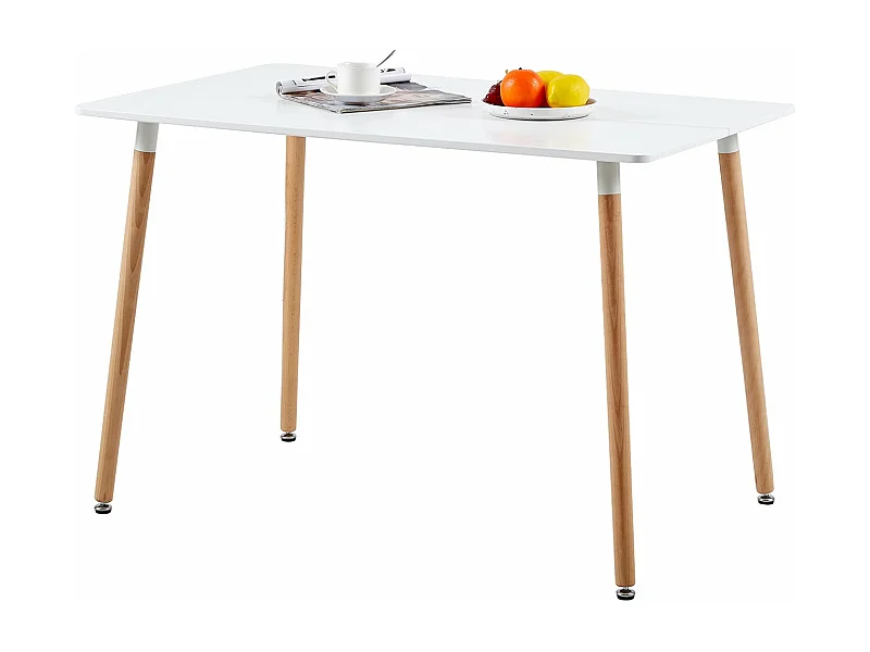 Table à Manger Rectangulaire en Bois Style Scandinave - 110 x 70 x 73 cm - Blanc