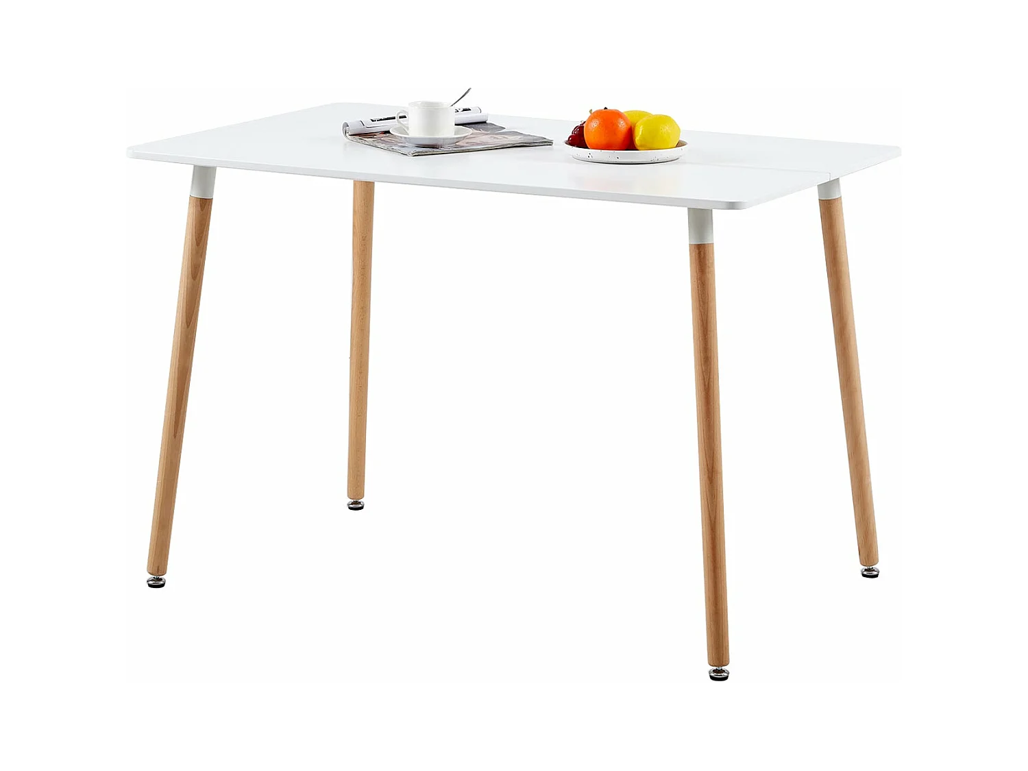 Table à Manger Rectangulaire en Bois Style Scandinave - 110 x 70 x 73 cm - Blanc