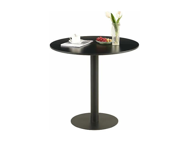 Table à Manger Ronde Mid Century Moderne, Table Basse Minimaliste Noir, Pour Salle à Manger, Salon, Chambre, Bureau, Café