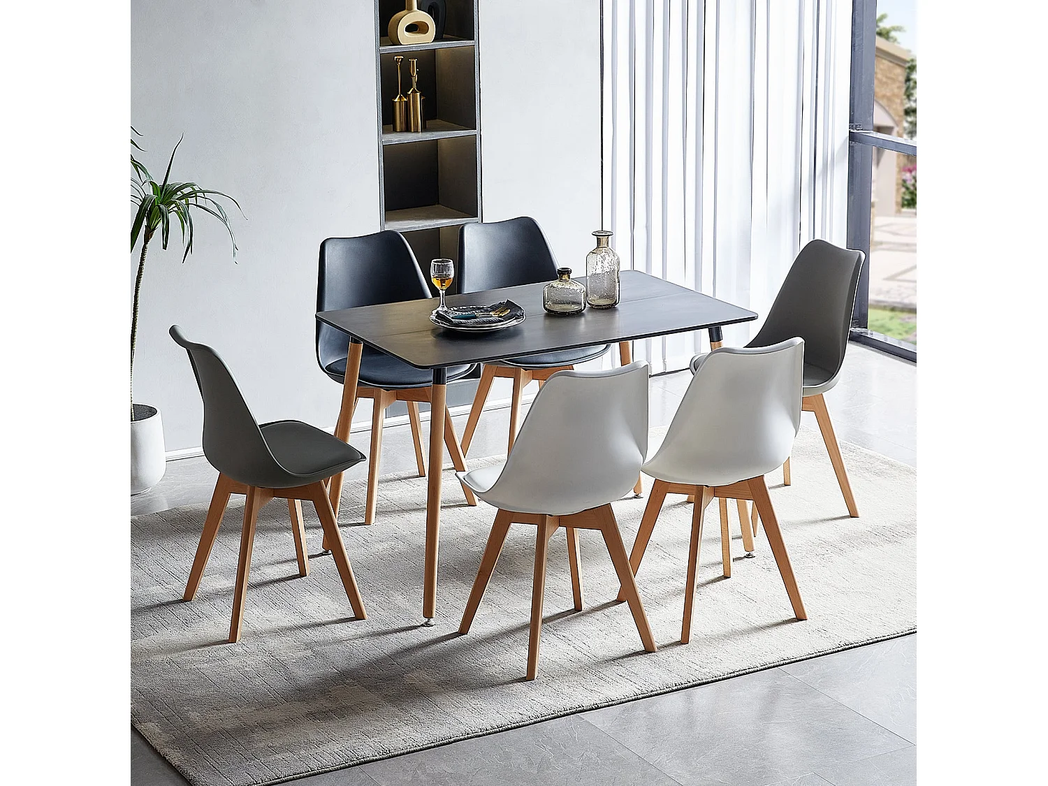 Table à Manger Rectangulaire en Bois - Style Scandinave Simple à Quatre Pieds - 110 x 70 x 73 cm - Noir