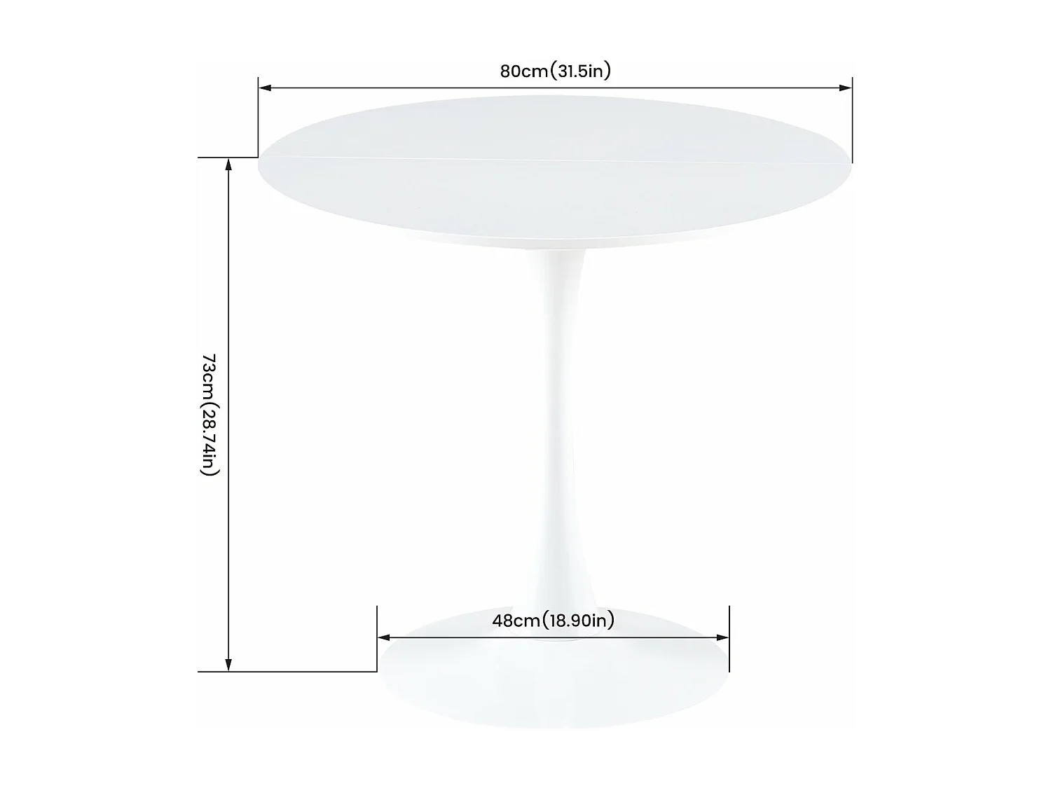 Table à Manger Nordique Style - Petite Table Ronde pour Balcon - Blanc
