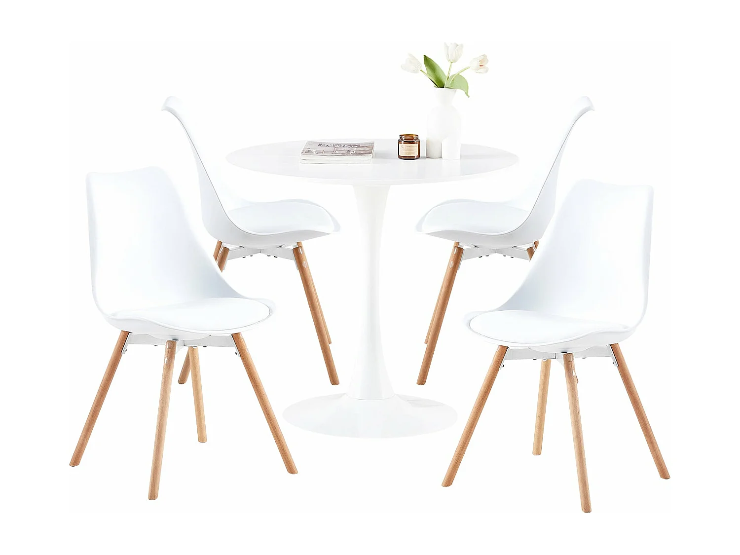 Table à Manger Nordique Style - Petite Table Ronde pour Balcon - Blanc