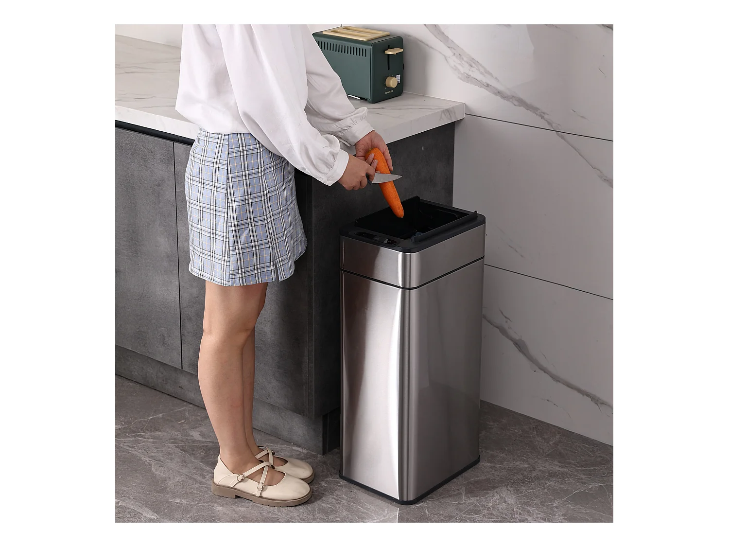 SVITA SE40L Poubelle à capteur Poubelle de cuisine Poubelle automatique Argent