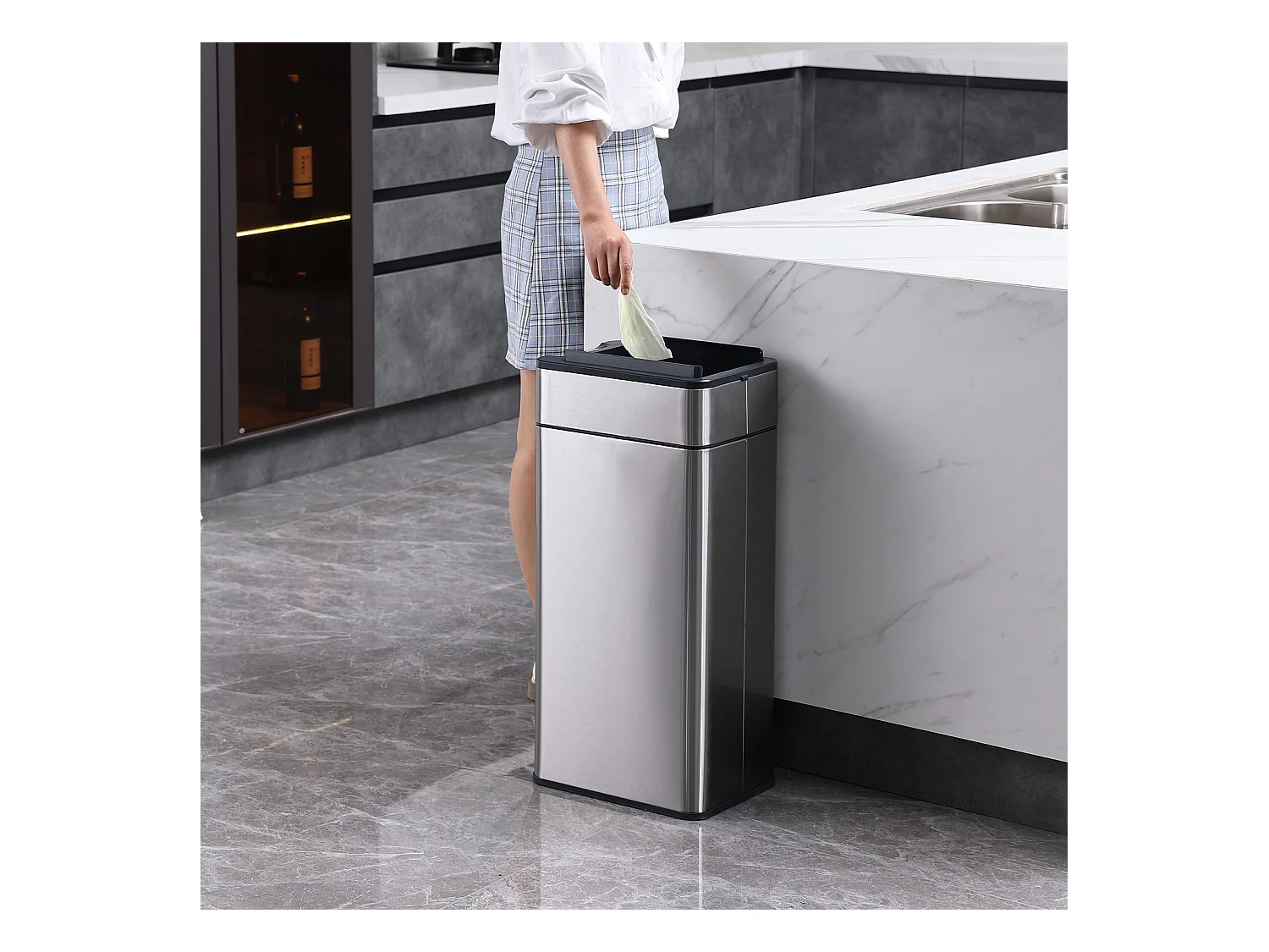 SVITA SE40L Poubelle à capteur Poubelle de cuisine Poubelle automatique Argent