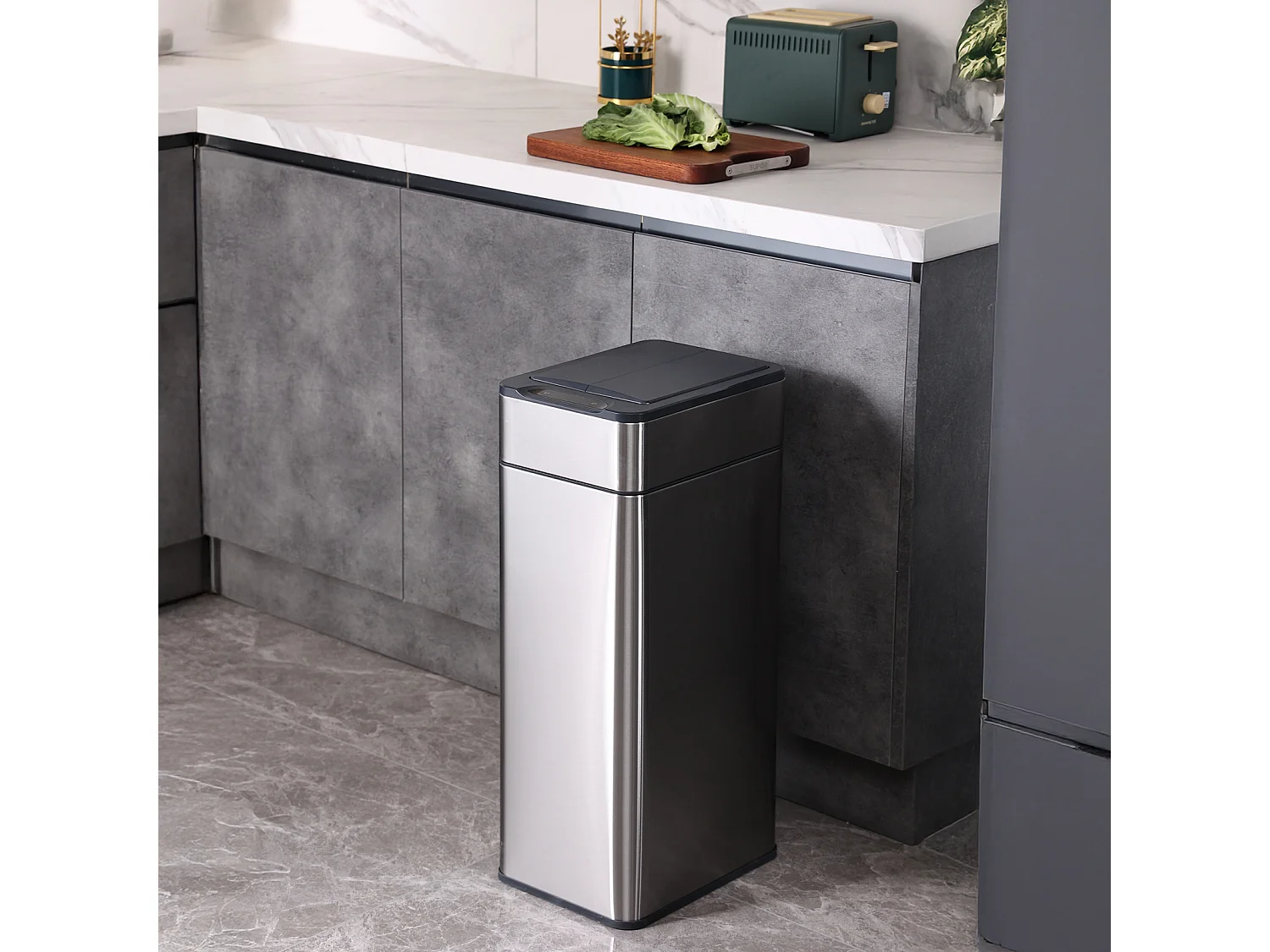 SVITA SE40L Poubelle à capteur Poubelle de cuisine Poubelle automatique Argent