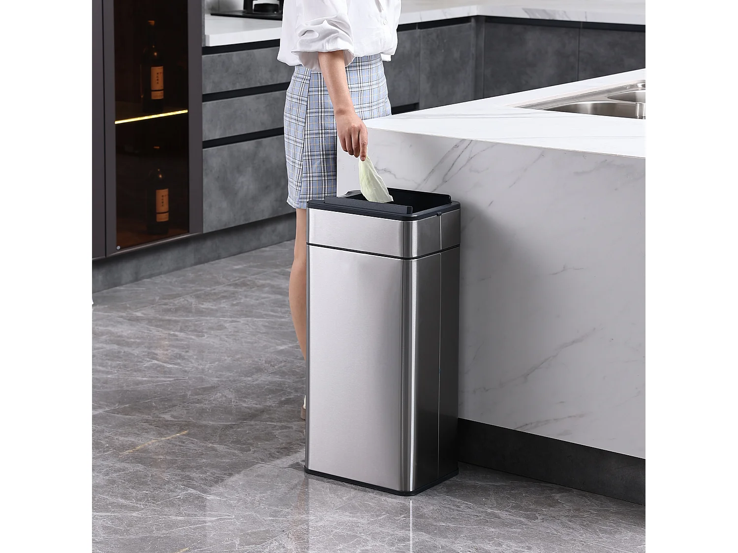 SVITA SE40L Poubelle à capteur Poubelle de cuisine Poubelle automatique Argent