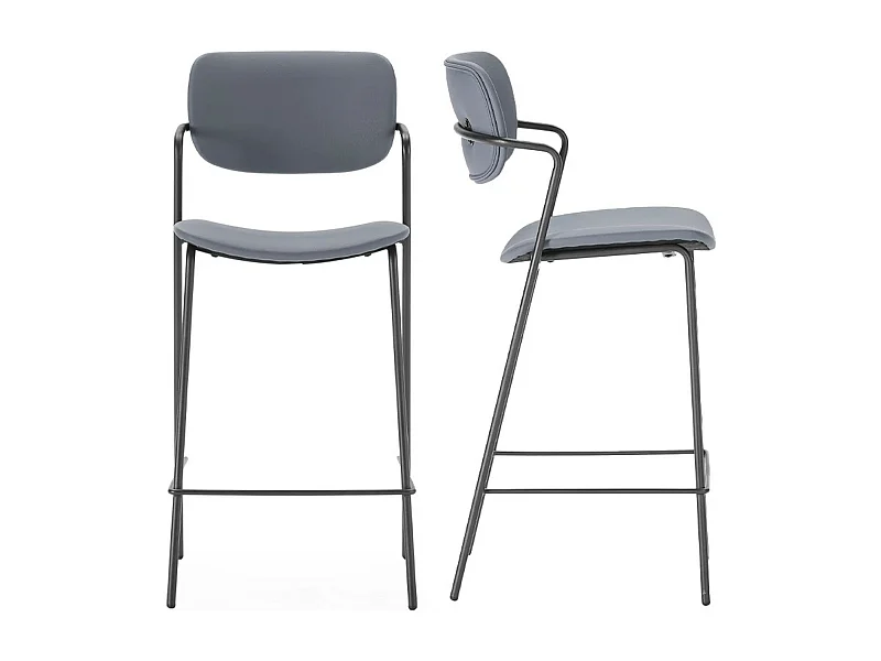 Lot de 2 tabourets de bar en simili gris foncé - Skandi