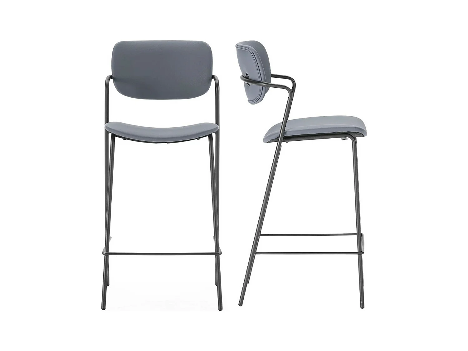 Lot de 2 tabourets de bar en simili gris foncé - Skandi