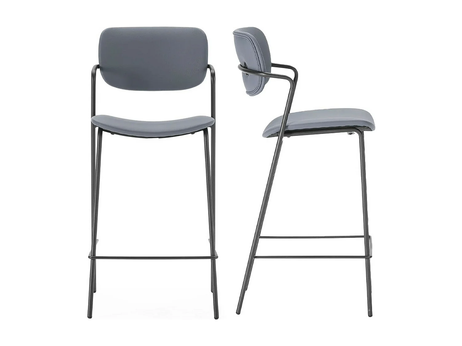 Lot de 2 tabourets de bar en simili gris foncé - Skandi