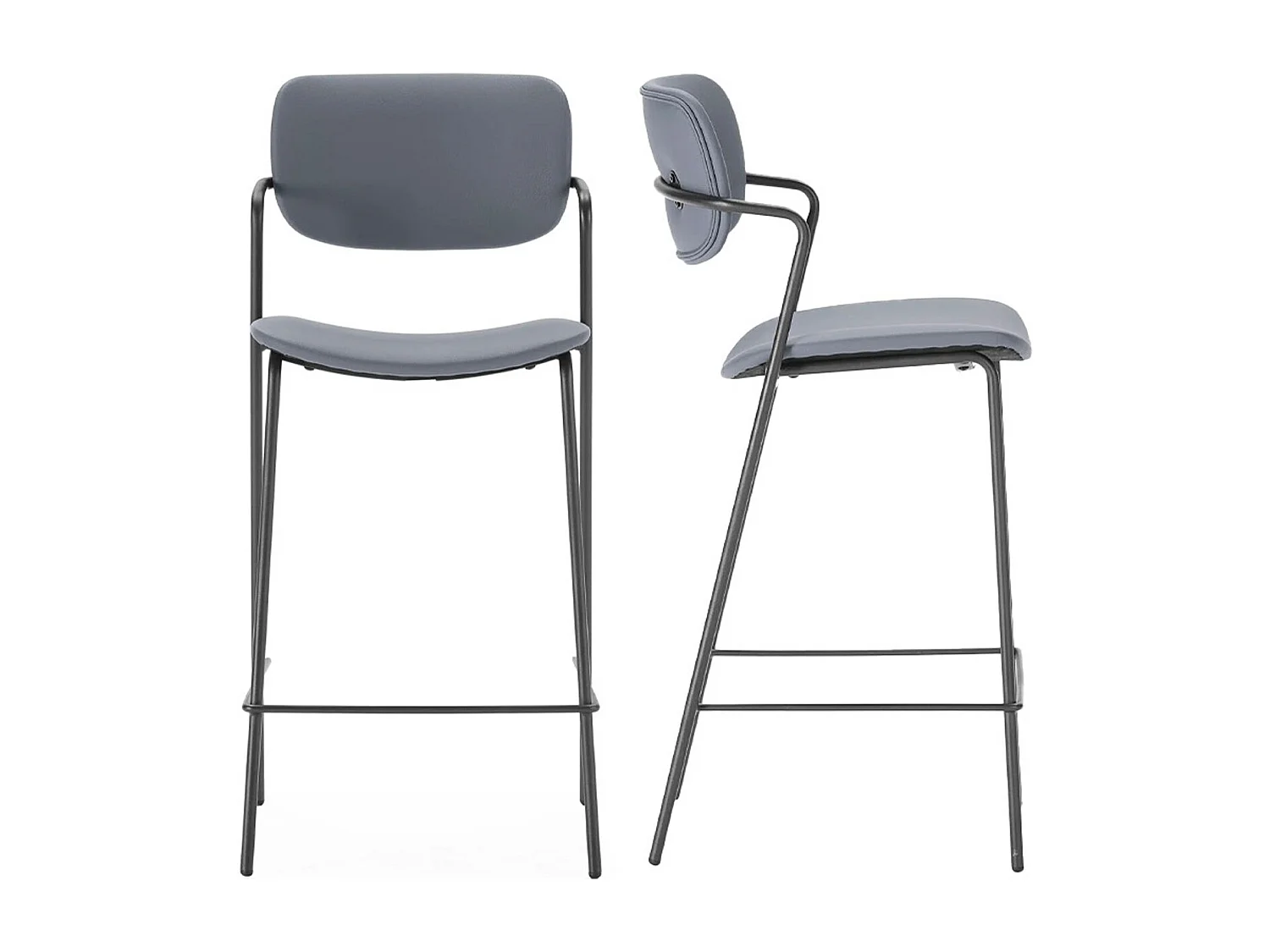 Lot de 2 tabourets de bar en simili gris foncé - Skandi
