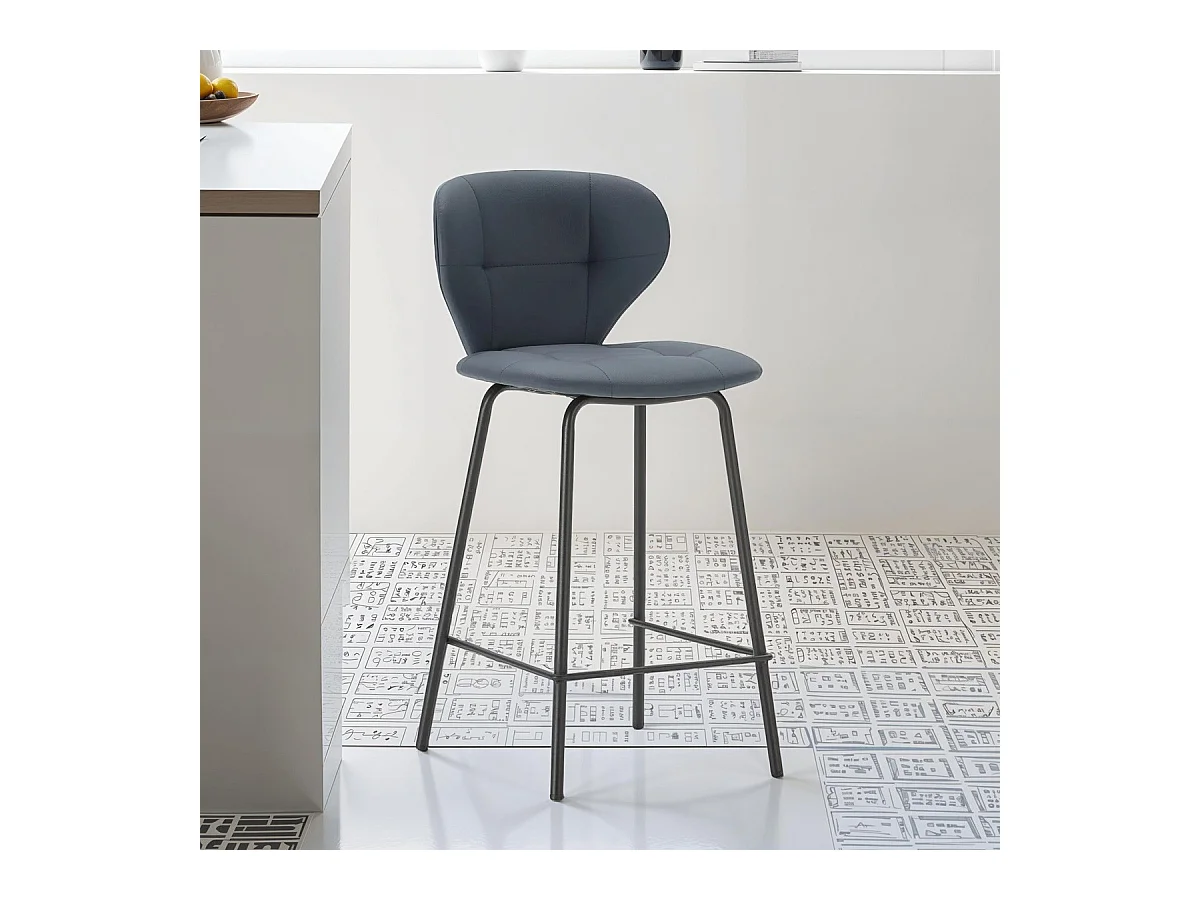 Lot de 2 tabourets de bar en tissu gris foncé - Svea