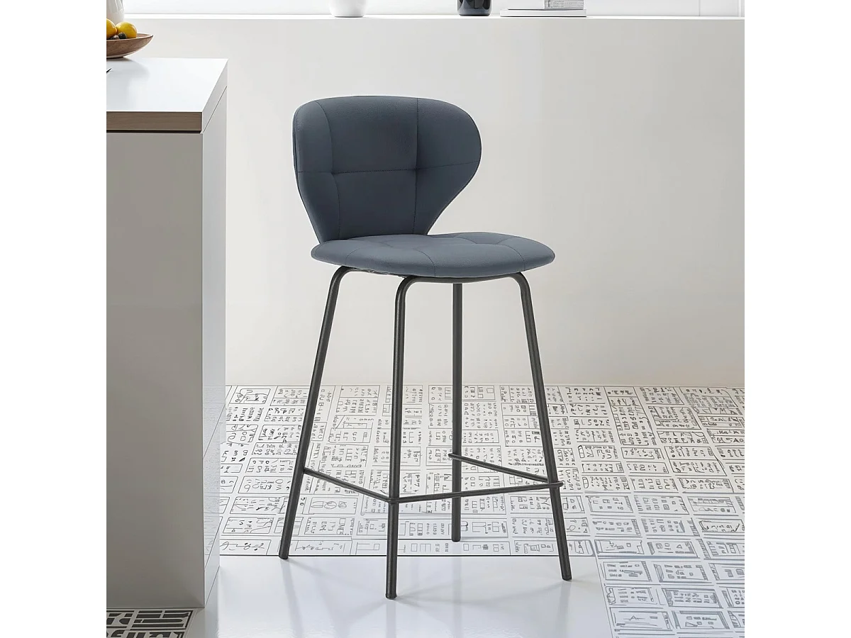 Lot de 2 tabourets de bar en tissu gris foncé - Svea