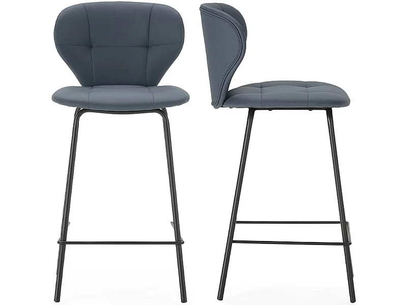 Lot de 2 tabourets de bar en tissu gris foncé - Svea