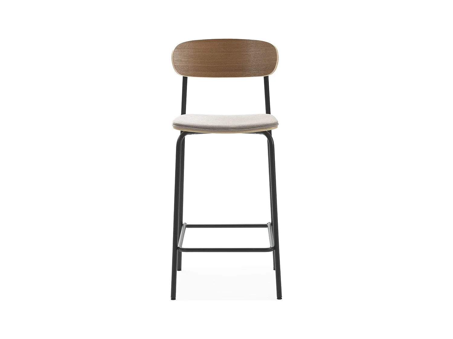 Lot de 2 tabourets de bar en tissu taupe et effet bois - Svala