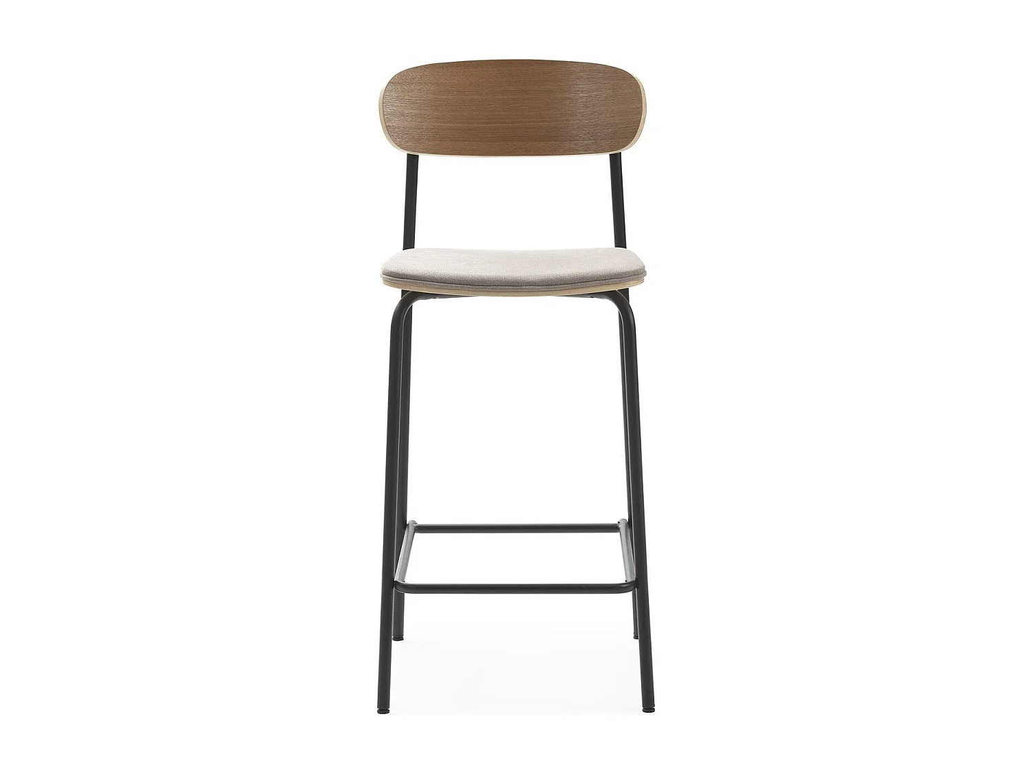 Lot de 2 tabourets de bar en tissu taupe et effet bois - Svala