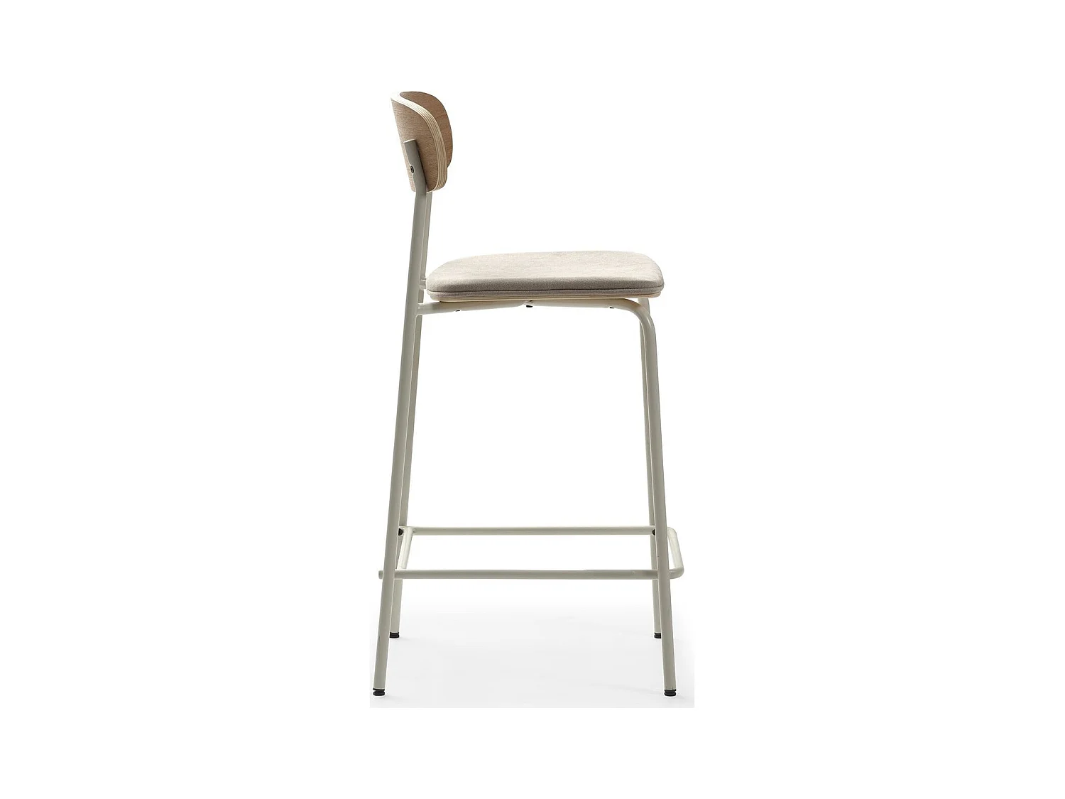Lot de 2 tabourets de bar en tissu beige et effet bois - Svala