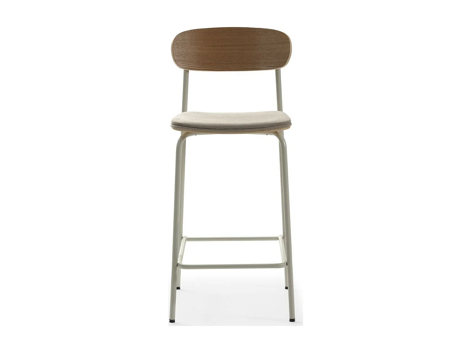 Lot de 2 tabourets de bar en tissu beige et effet bois - Svala