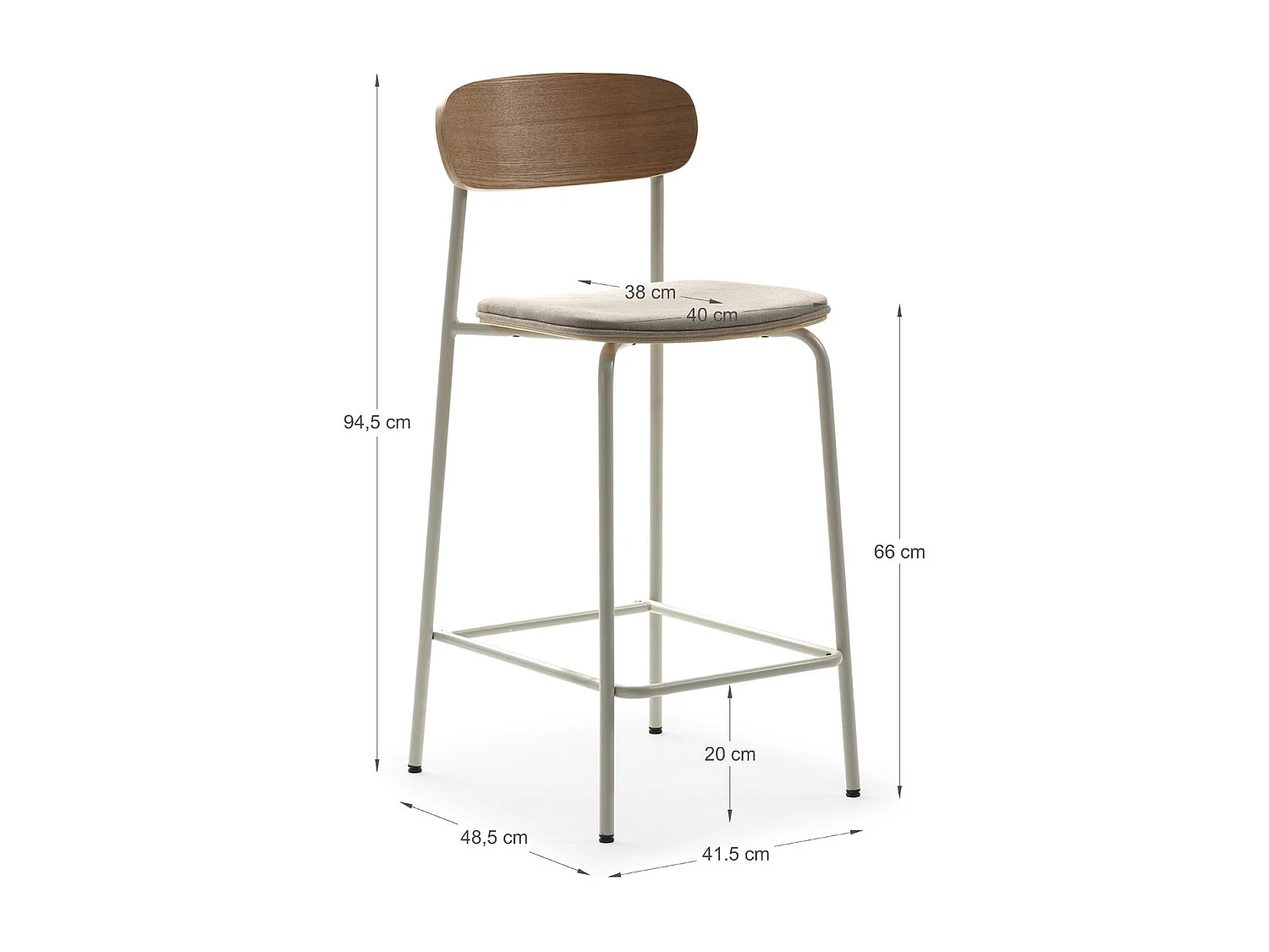 Lot de 2 tabourets de bar en tissu beige et effet bois - Svala
