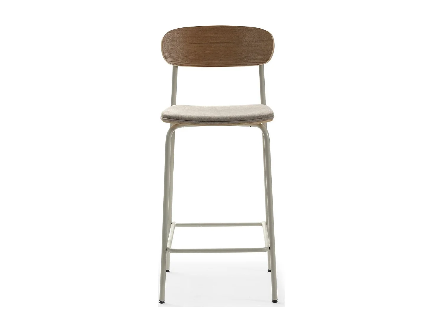 Lot de 2 tabourets de bar en tissu beige et effet bois - Svala