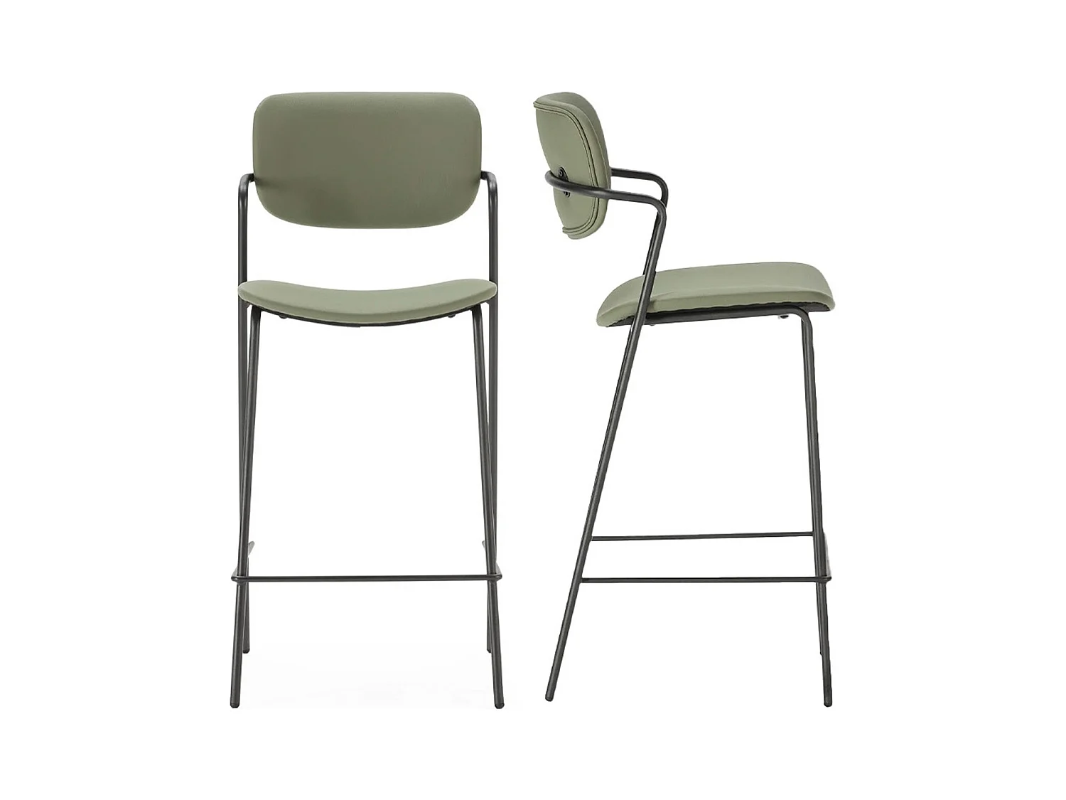 Lot de 2 tabourets de bar en simili vert olive - Skandi