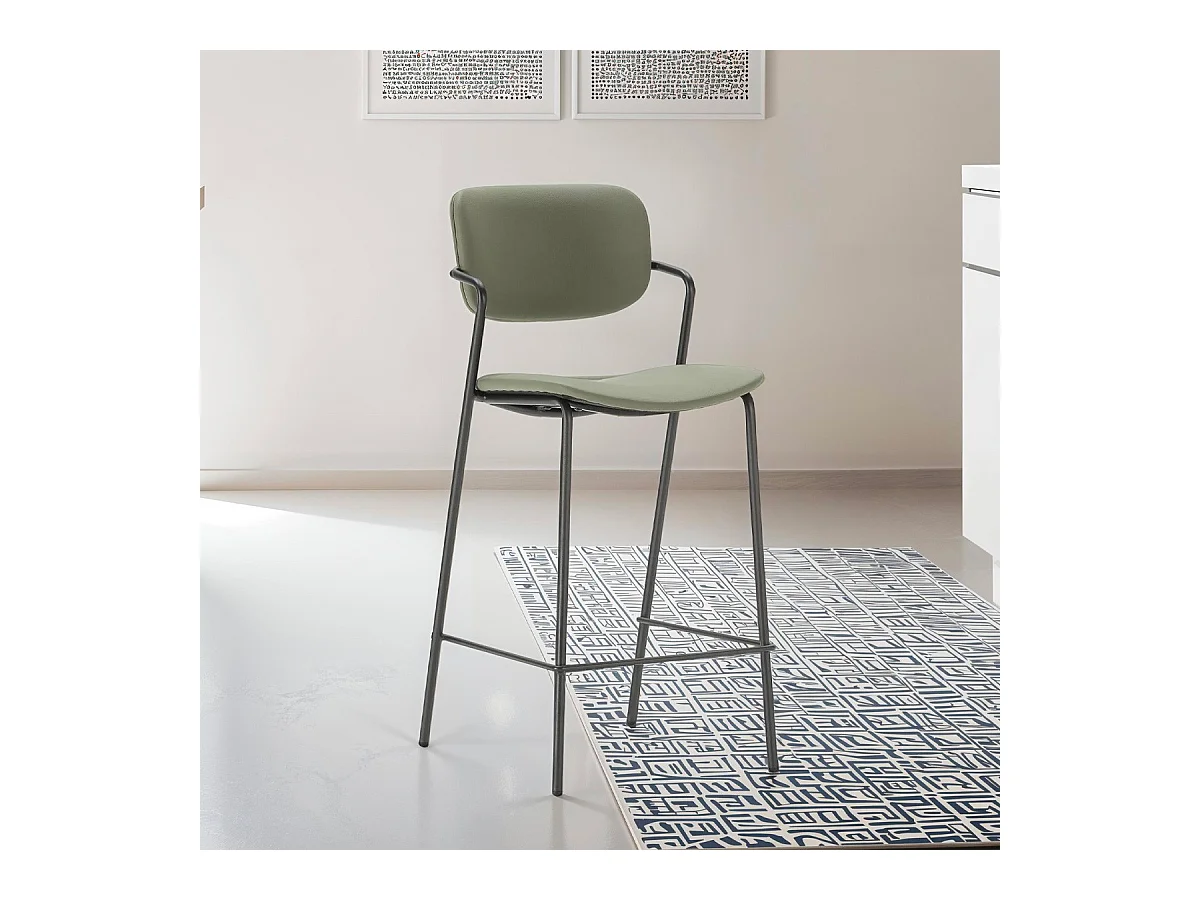 Lot de 2 tabourets de bar en simili vert olive - Skandi