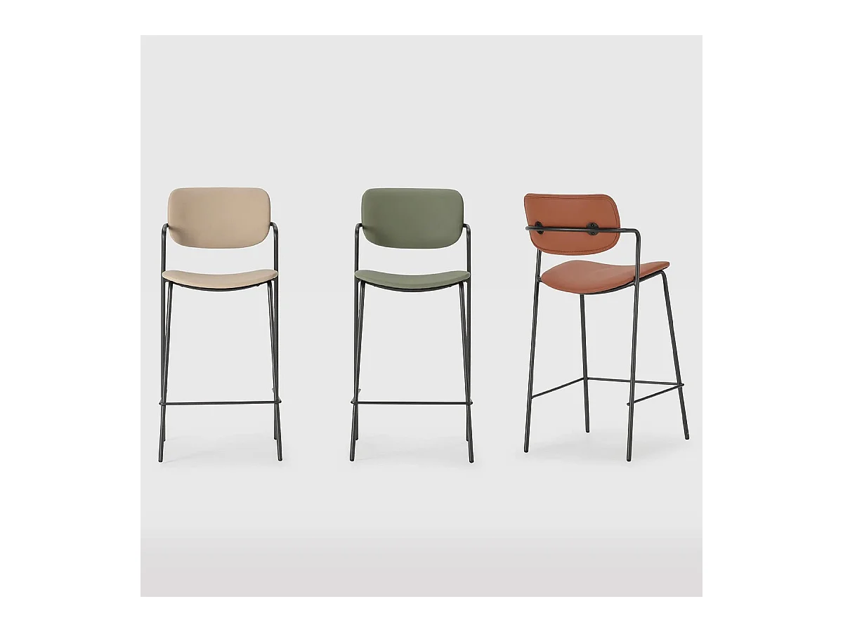 Lot de 2 tabourets de bar en simili vert olive - Skandi