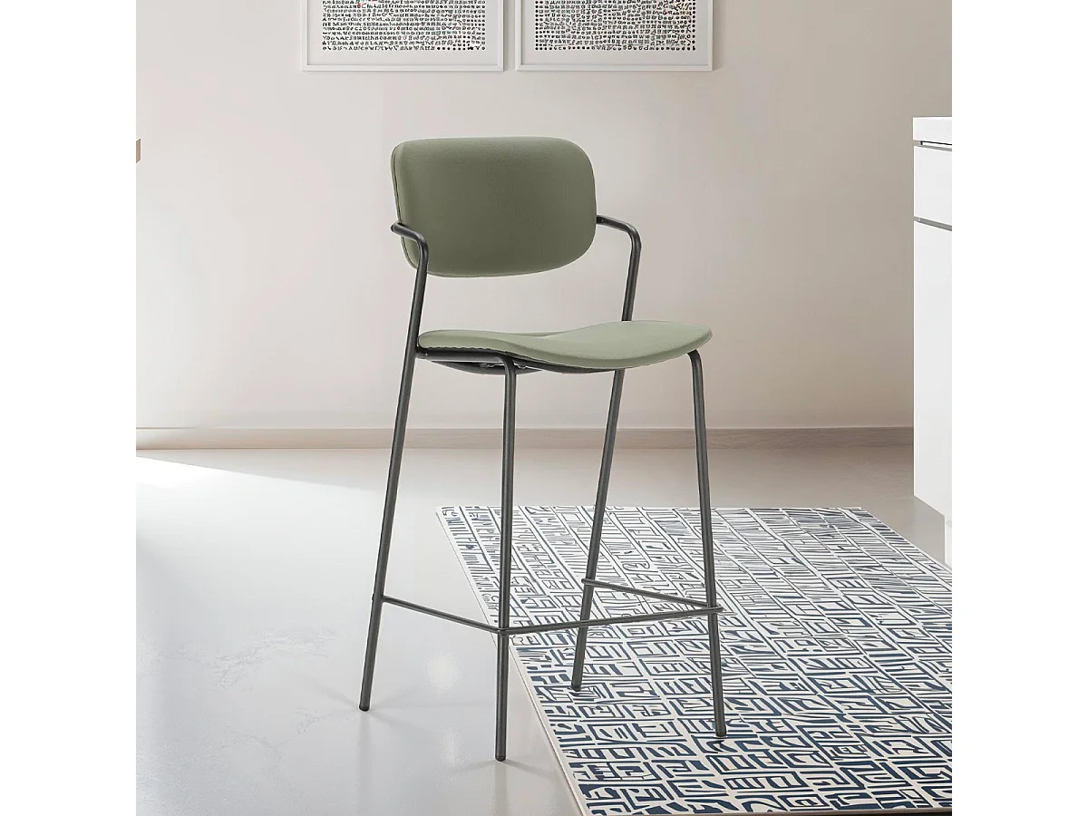 Lot de 2 tabourets de bar en simili vert olive - Skandi