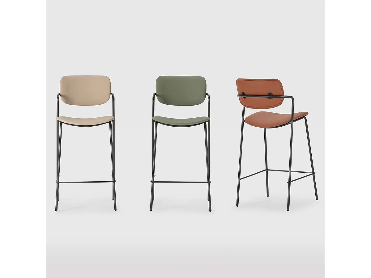 Lot de 2 tabourets de bar en simili vert olive - Skandi