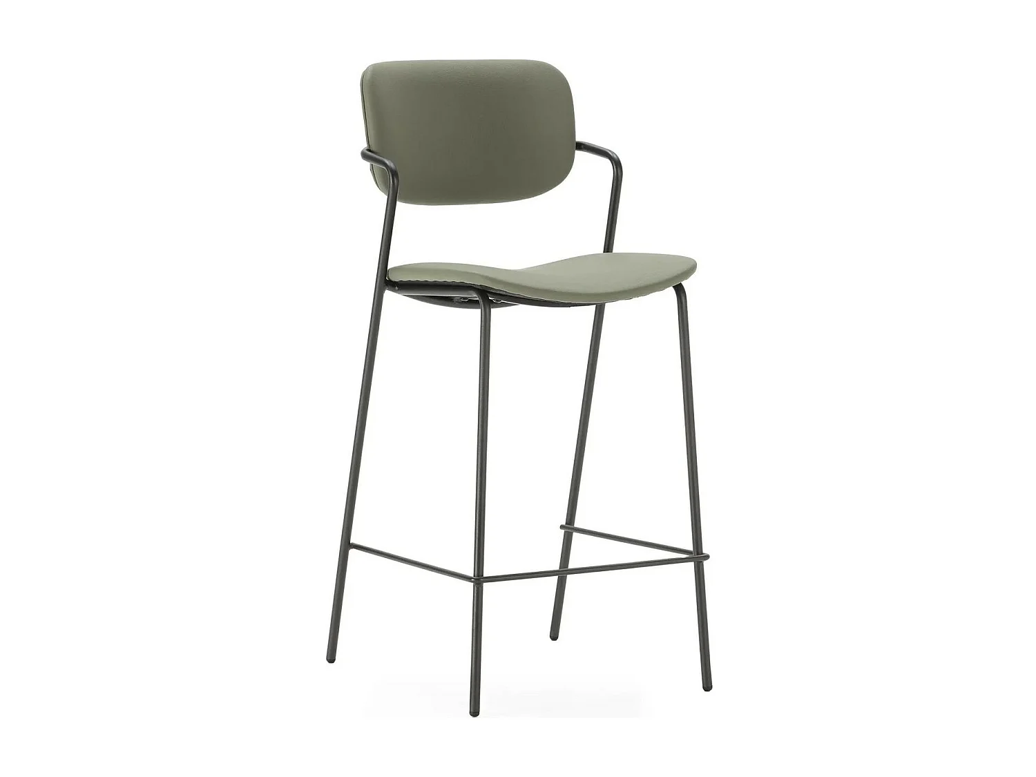Lot de 2 tabourets de bar en simili vert olive - Skandi