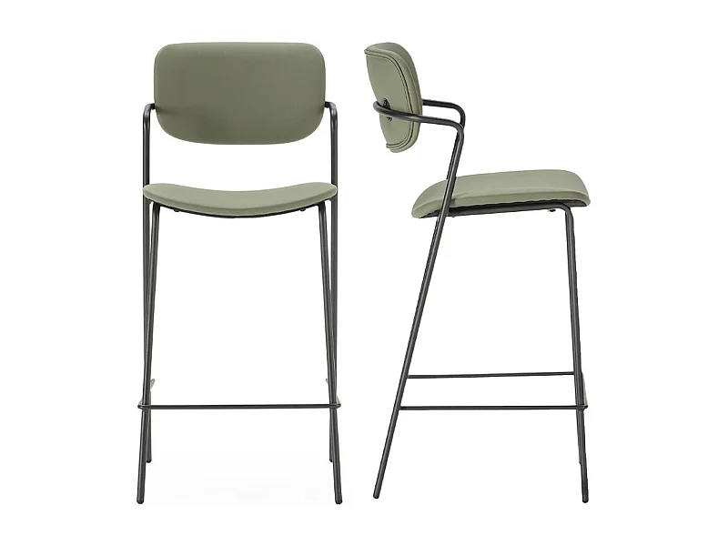 Lot de 2 tabourets de bar en simili vert olive - Skandi
