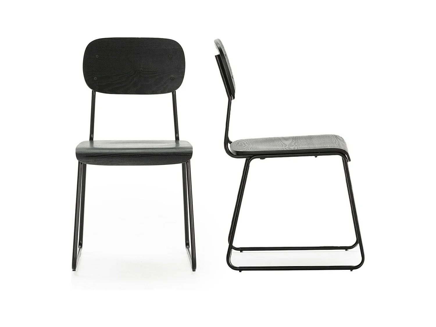 Lot de 2 tabourets de bar effet bois noir - Eken