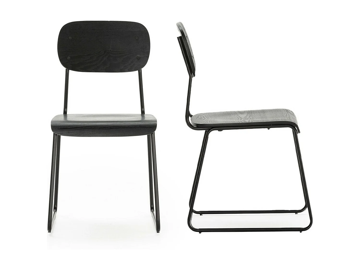 Lot de 2 tabourets de bar effet bois noir - Eken