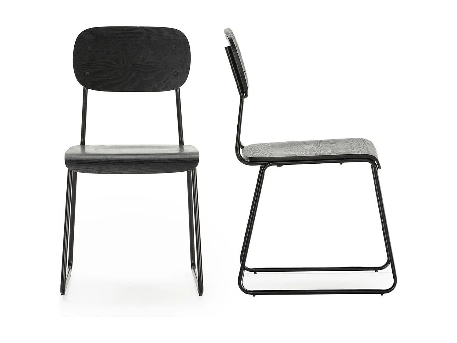 Lot de 2 tabourets de bar effet bois noir - Eken