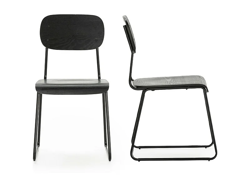 Lot de 2 tabourets de bar effet bois noir - Eken