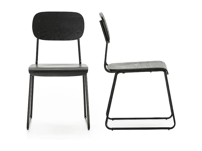 Lot de 2 tabourets de bar effet bois noir - Eken