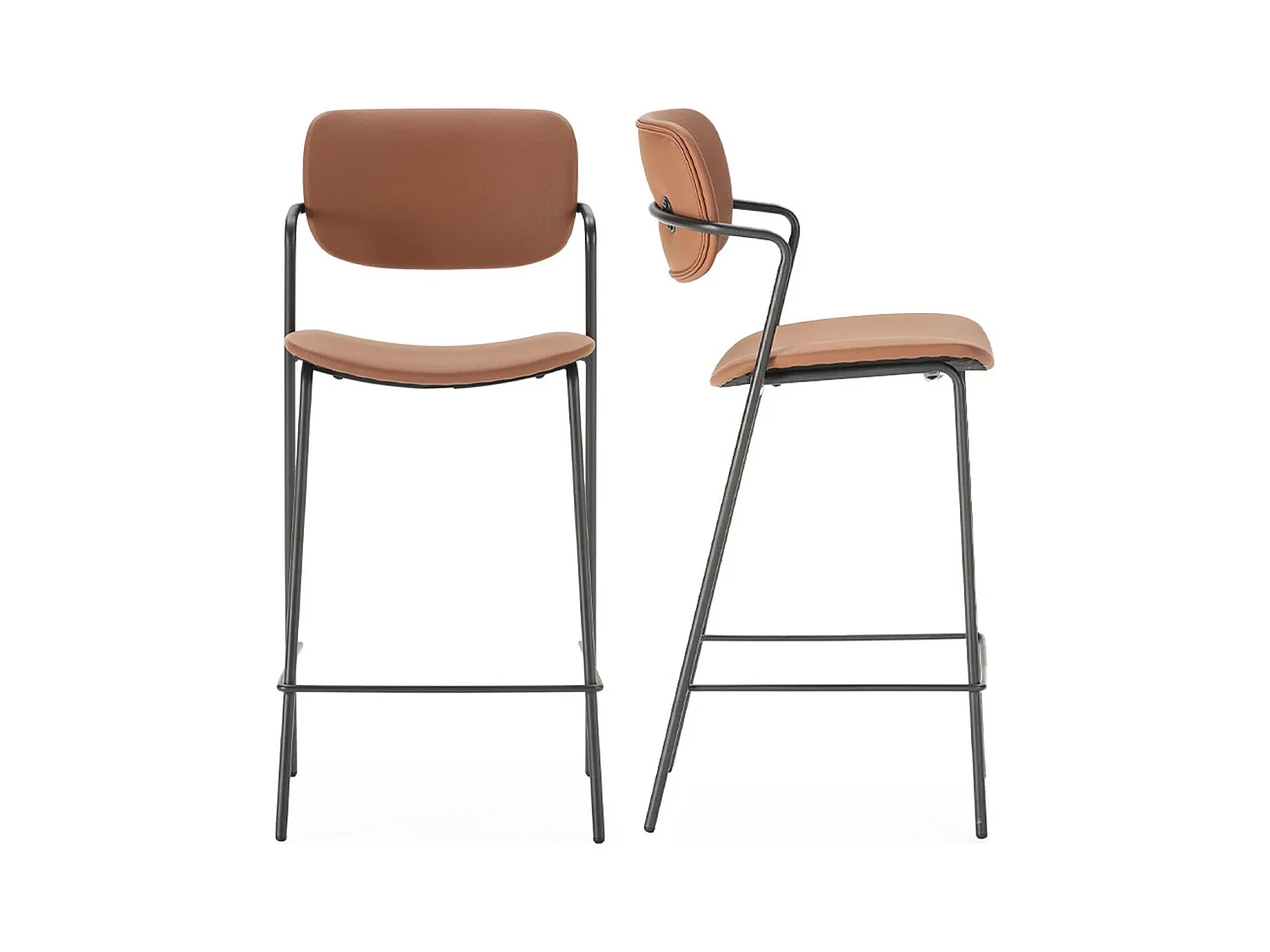 Lot de 2 tabourets de bar en simili rouille - Skandi