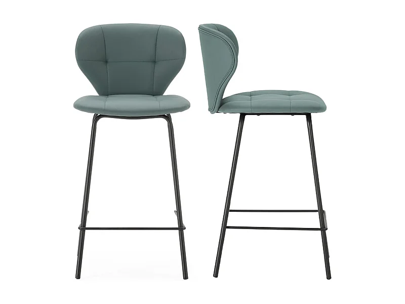 Lot de 2 tabourets de bar en tissu vert - Svea
