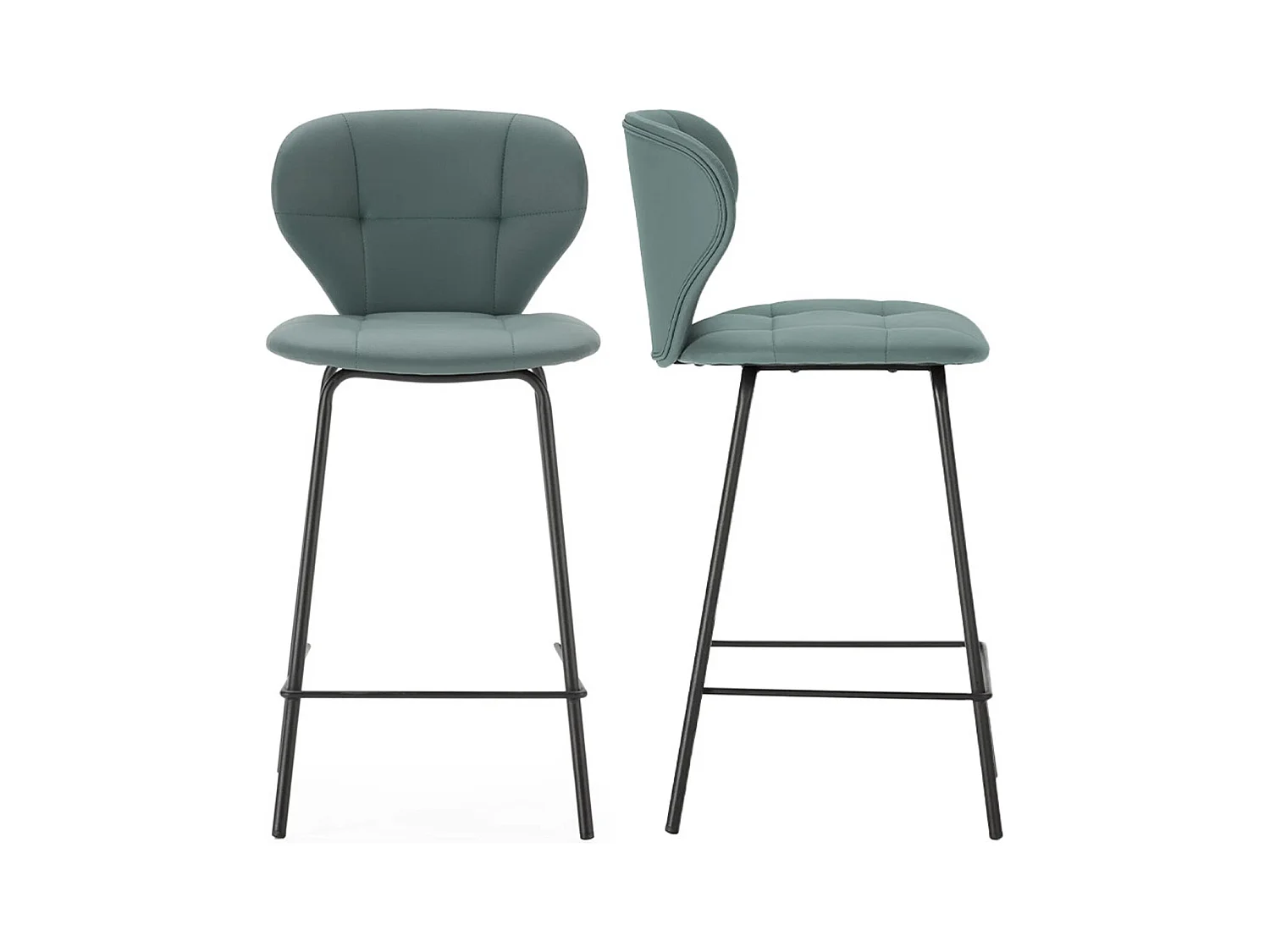 Lot de 2 tabourets de bar en tissu vert - Svea