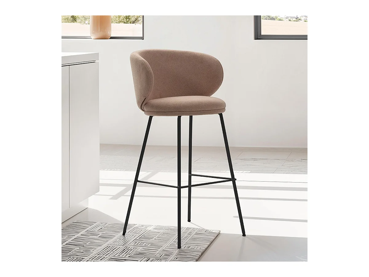 Lot de 2 tabourets de bar en tissu rose pâle - Cocoon