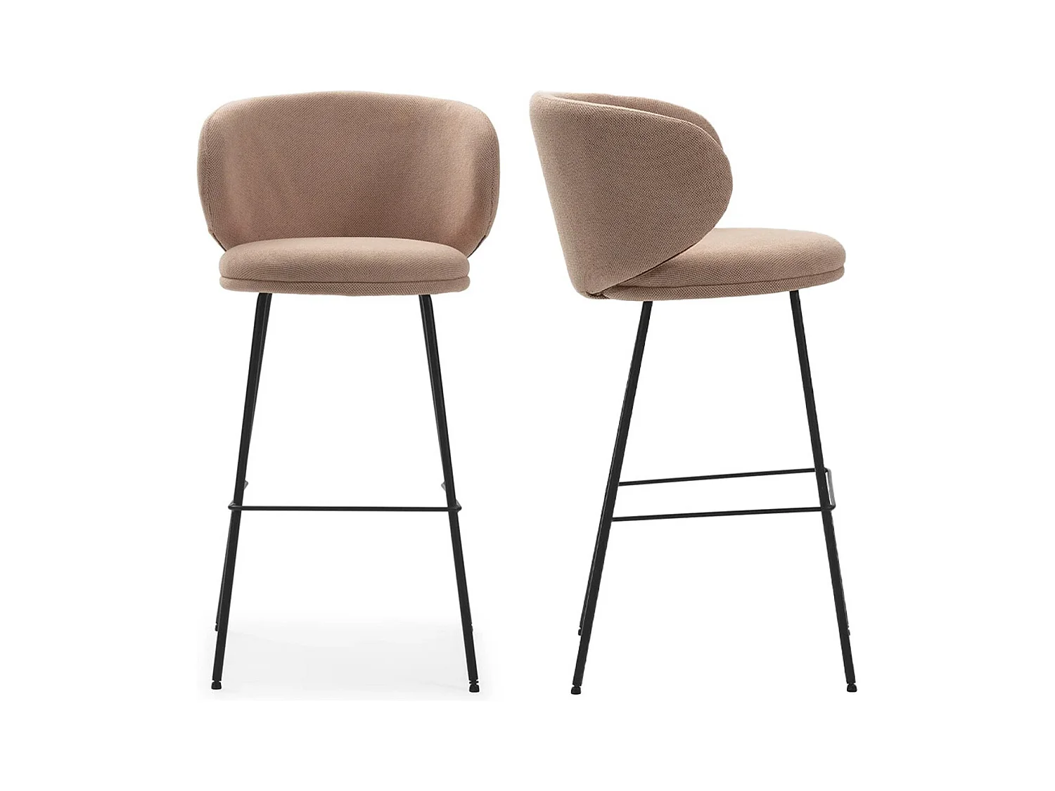 Lot de 2 tabourets de bar en tissu rose pâle - Cocoon