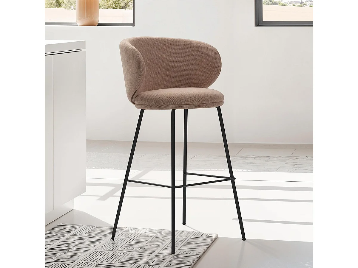 Lot de 2 tabourets de bar en tissu rose pâle - Cocoon