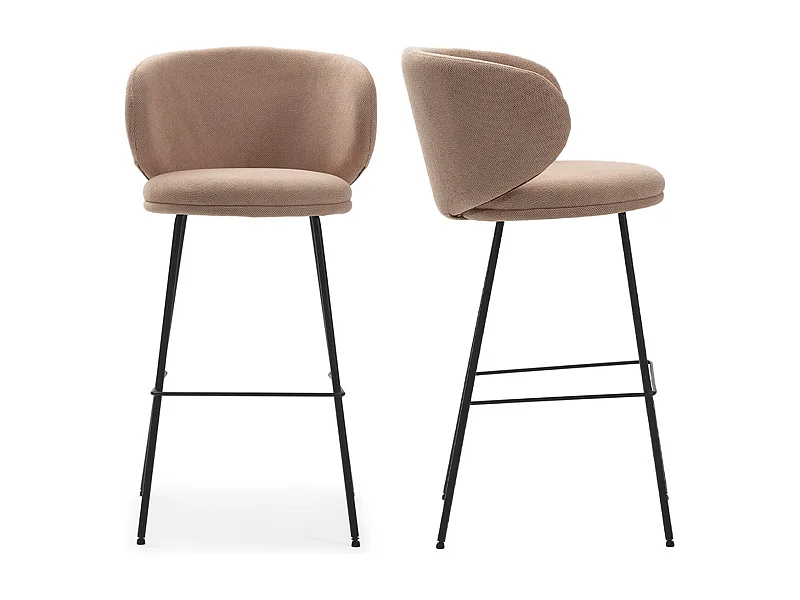 Lot de 2 tabourets de bar en tissu rose pâle - Cocoon