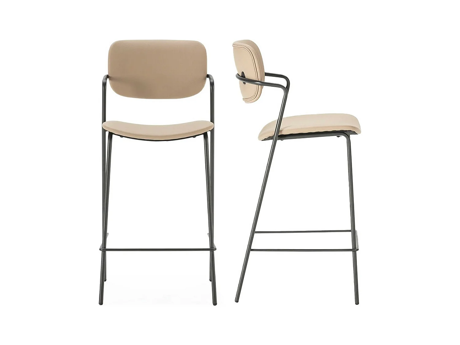 Lot de 2 tabourets de bar en simili taupe - Skandi