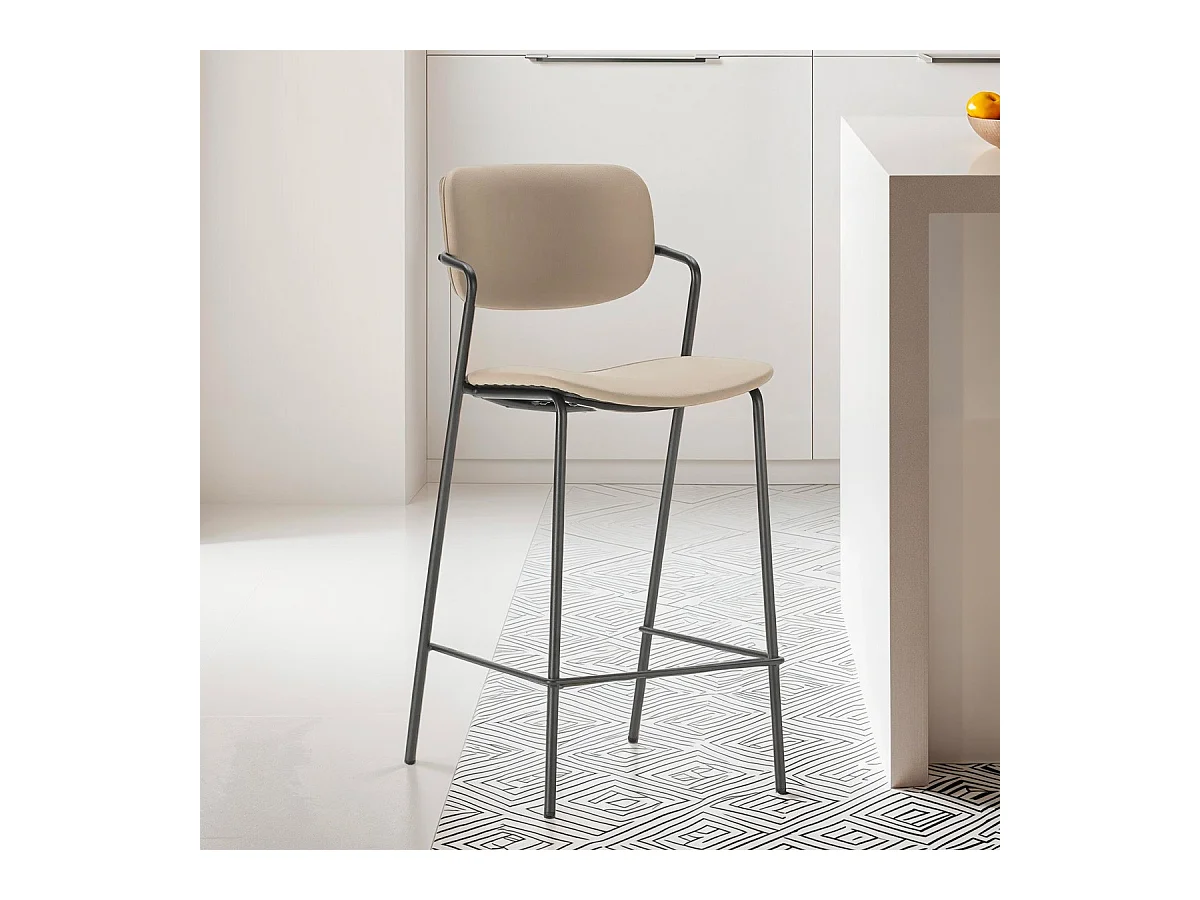 Lot de 2 tabourets de bar en simili taupe - Skandi