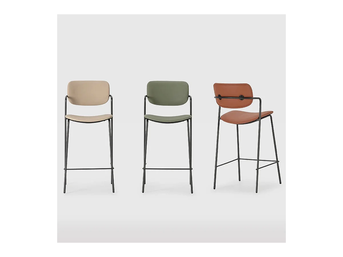 Lot de 2 tabourets de bar en simili taupe - Skandi