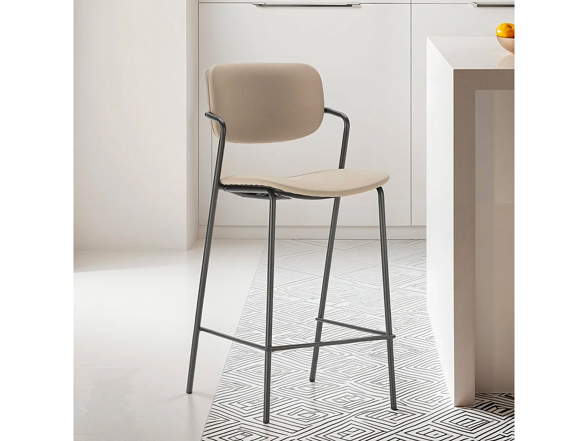 Lot de 2 tabourets de bar en simili taupe - Skandi