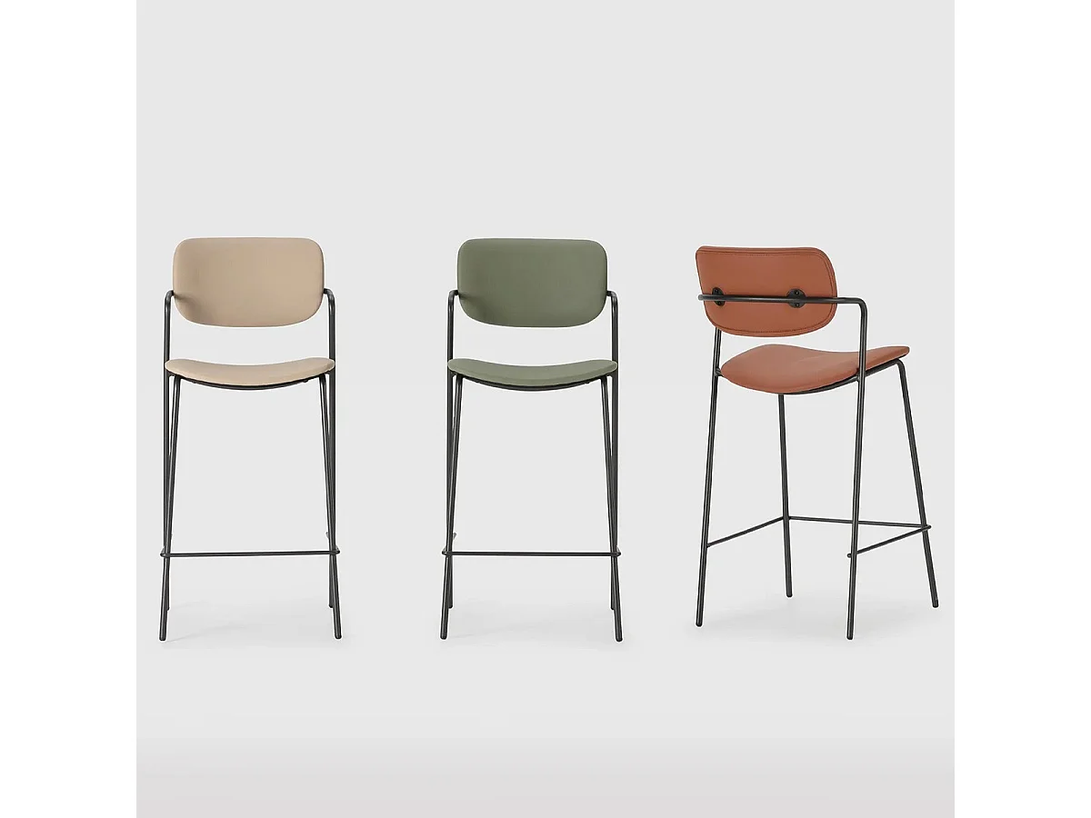 Lot de 2 tabourets de bar en simili taupe - Skandi